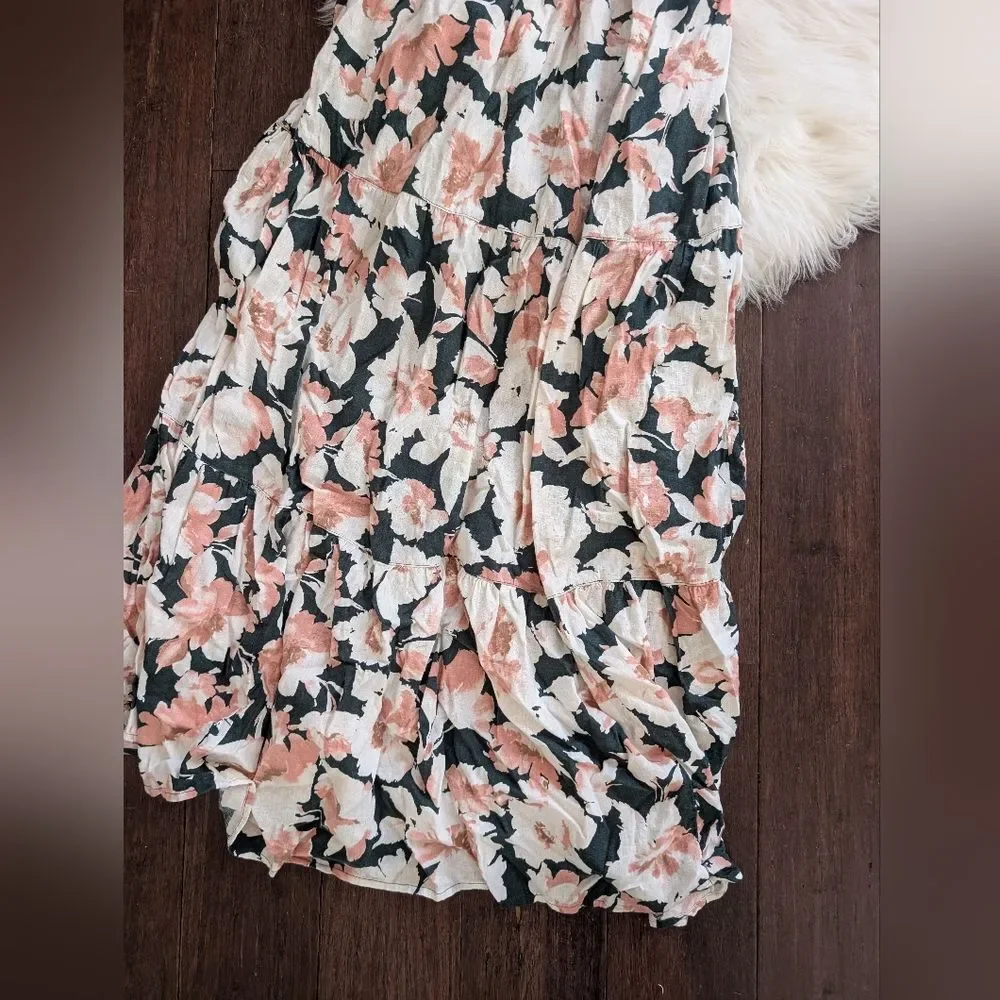 Abercrombie & Fitch Knotted Halter Pink Green Floral Maci Dress S Small